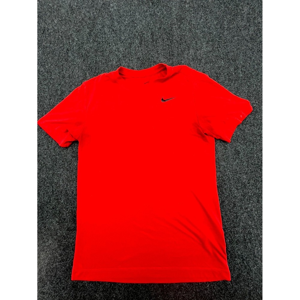 Nike Dri-Fit T Shirt Mens Small Red Swoosh Short Sleeve Performance Training